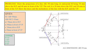 PROBLEM NO.2 PROJECTIONS OF STRAIGHT LINES-II (Engineering Drawing by N.D.BHATT) with explanation