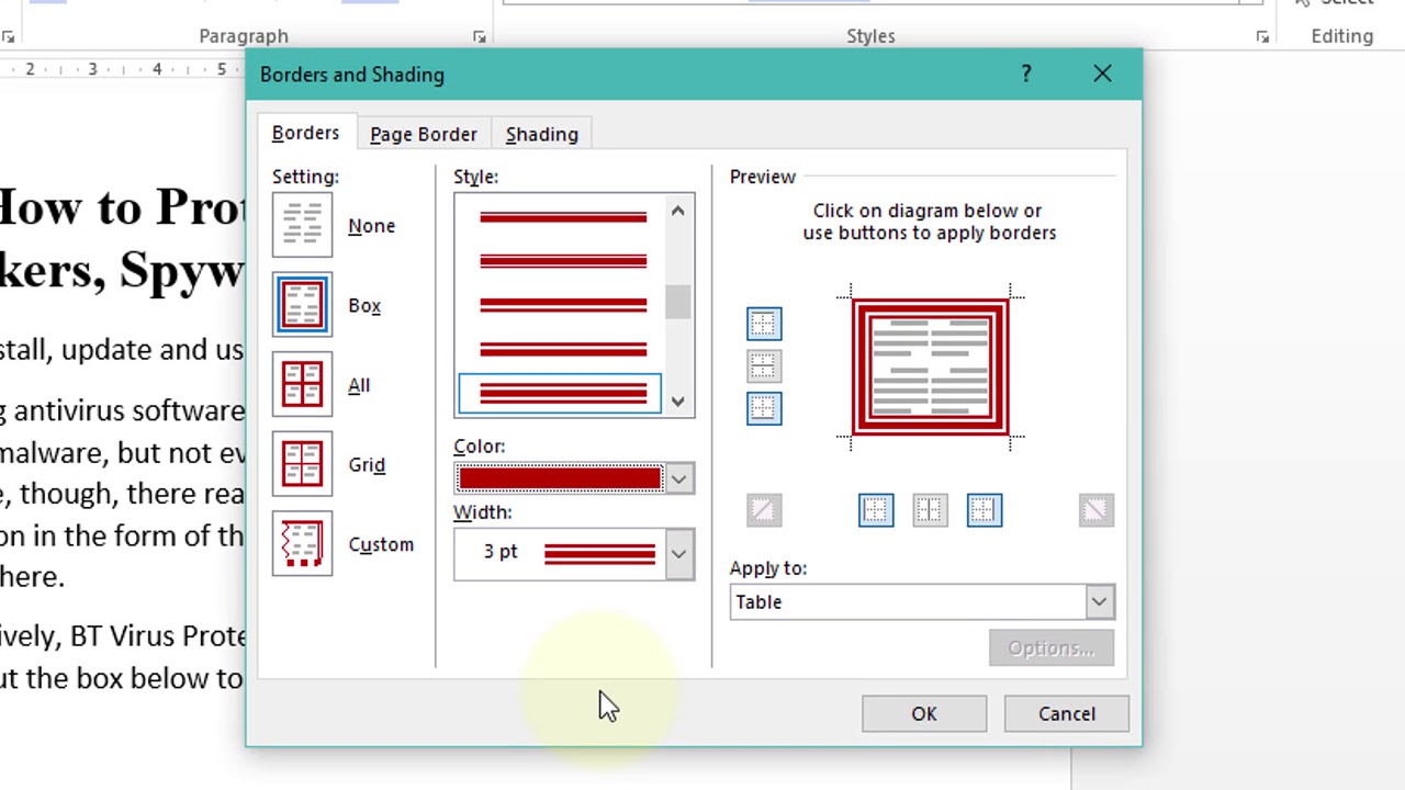 how to add custom border in microsoft word