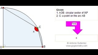 Problema 181 Gogeometry: sector circular, cuadrilátero cíclico, tangente.
