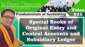 Special Books of Original Entry and Control Accounts and Subsidiary Ledgers - Video 025