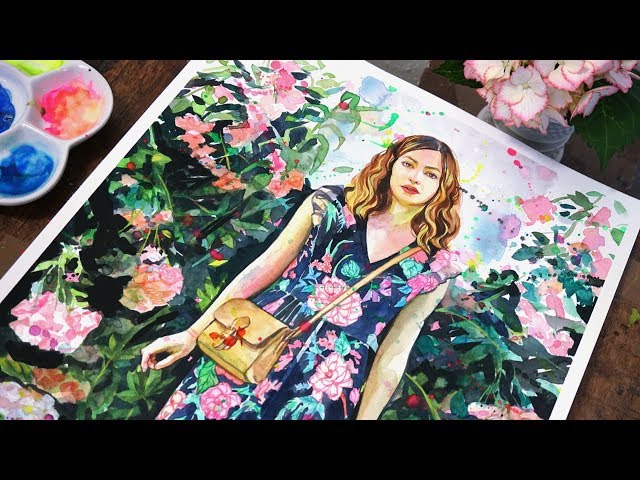 WATERCOLOR TUTORIAL // I Paint Myself In My Studio Garden!