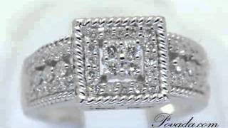 Diamond Right Hand Ring in White Gold [S44300]