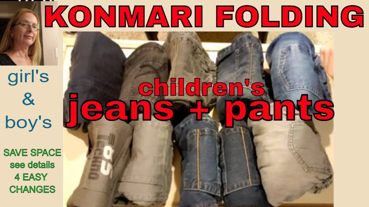 How to fold children's jeans & pants konmari method to save space 