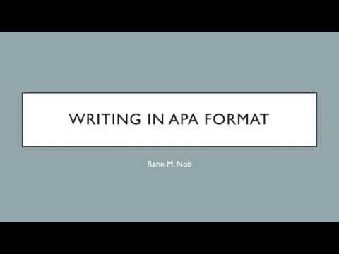 Writing in APA Format - YouTube