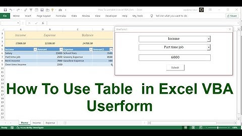How To Use Table In Excel VBA