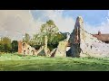 A watercolour Demonstration of Leiston Abbey ruins - Texture