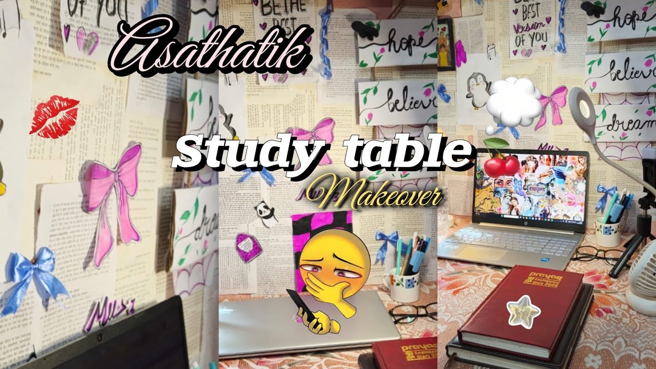 🌻 Desk makeover 💗 || pintresty 🎀 || class 11th over || #desksetup #decoration #pinterest #vidio 