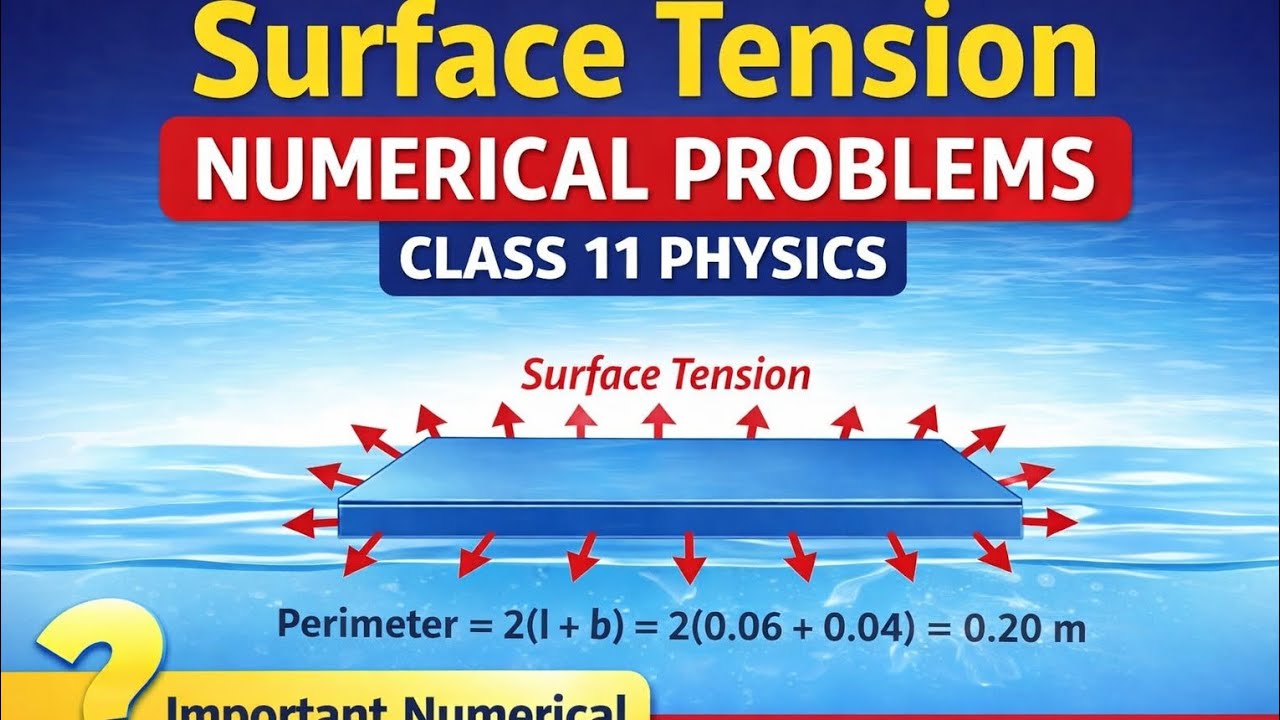 📘 Surface Tension | Class 11 Physics | Important Numerical Problem ...