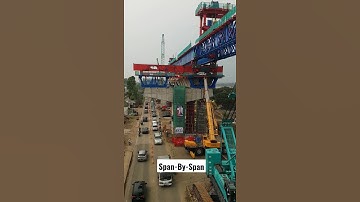 Span by span erection with launching gantry
