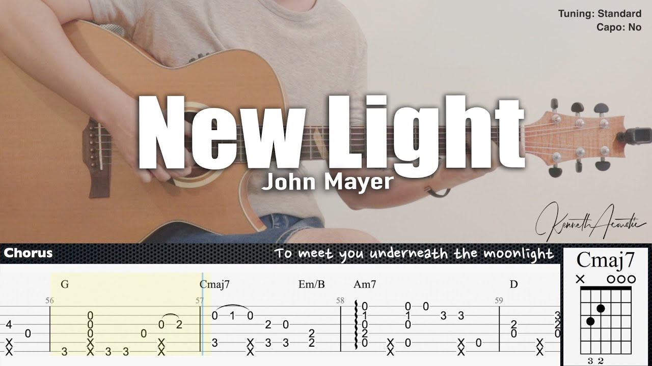 Light - John Mayer | Fingerstyle Guitar | + Chords + Lyrics - YouTube