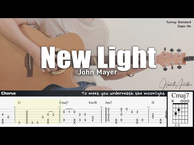 New Light - John Mayer | Fingerstyle Guitar | TAB + Chords + Lyrics class=
