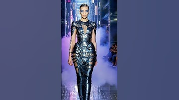 🔥 Metallic Armor Dress Runway | AI Fashion Model Struts in Futuristic Cyberpunk Battlewear ⚡#fashion
