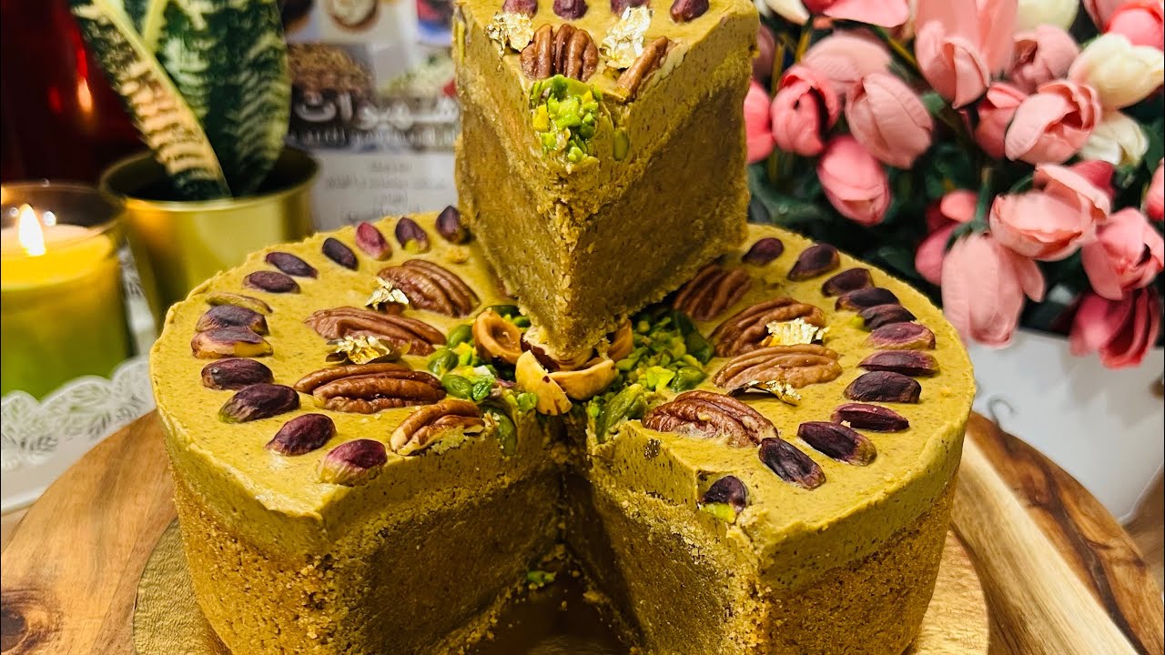 FABULEUX Gâteau prestige PISTACHE en 20 min top chronoكيكة الفستق الفاخرة بنة و لا أروع في 20دقيقة