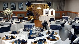 SETUP with me ,50th birthday party,  #navy and Gold