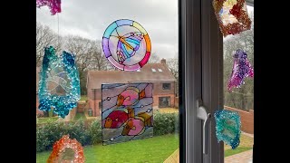 255  Resin Art  Creating Stained Glass Window Pieces  Lead Effects    Bright Colourful Experiment