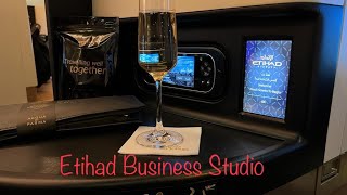 Etihad Airways Singapore to Abu Dhabi in Business Class EY 473 Great Service Etihad Business Studio!