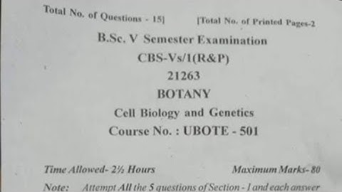5th semester botany previous years question papers Jammu University||