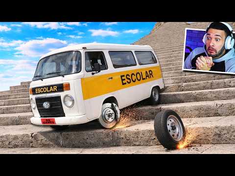 KOMBI ESCOLAR a 301 Km/h na LADEIRA de DEGRAUS do BeamNG.drive MP