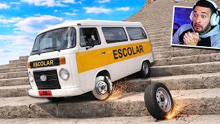 KOMBI ESCOLAR a 301 Km/h na LADEIRA de DEGRAUS do BeamNG....