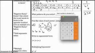 Integer Exponents Notes