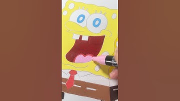 Drawing SPONGEBOB with Posca Markers! #shorts #spongebob #spongebobsquarepants #drawing #posca