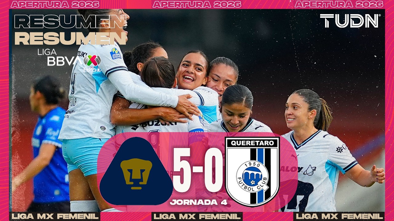 RESUMEN Y GOLES I Pumas vs Querétaro | Liga MX Femenil - Jornada 4 Apertura 2026 | TUDN