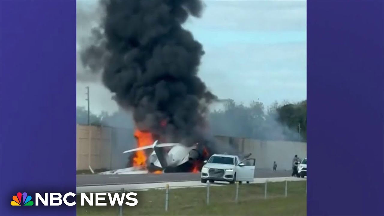 Two dead after small jet carrying five people crashes on Florida highway 