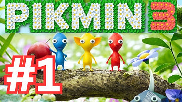 Pikmin 3 - 100% Gameplay Walkthrough SpeedRun Part 1 - Day 1 - Crash Landing! Nintendo Wii U