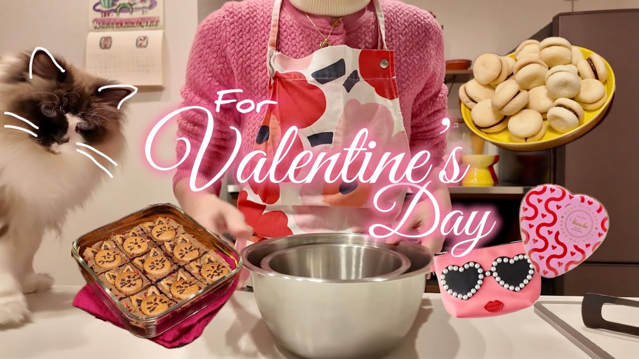 バレンタインvlog｜かわいい手作りお菓子と自分にご褒美チョコをプレゼント💕｜30代主婦と猫たちの日常