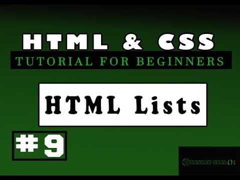 HTML and CSS for beginners | #9 HTML Lists - YouTube