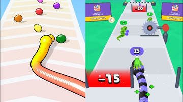 Gummy Worm Go VS Snake Run Race | Level UP ASMR Gameplay | Gameplay Android iOS