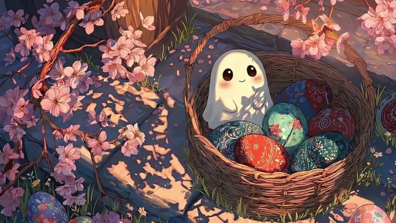 Ghostly Easter Nest 👻🥚 Cozy Spring Lofi ~ Chillhop Beats for Study, Reading & Blossom Evenings 🌸✨
