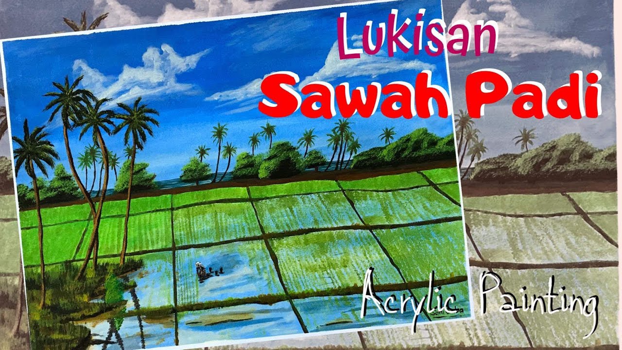 Melukis Pemandangan Sawah Padi Sawah Bendang Staedtler Youtube