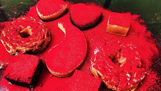Super Fluffy Earthy Homemade's with Cherry Red Holi Colour & Glitters • Soft & Powdery Crush ASMR🍒♥️ screenshot 4