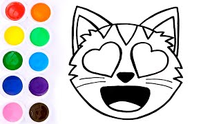 Cómo Dibujar y Colorear un Emoji Cat Enamorado 😻 Dibujos Fáciles Paso a Paso / FunKeep