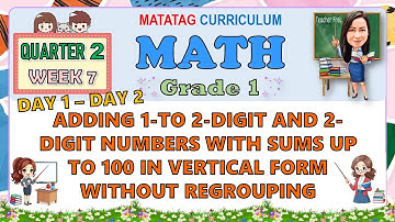 MATH 1 QUARTER 2 WEEK 7 DAY 1-2 | ADDING 1-TO 2-DIGIT NUMBERS WITH SUMS UP TO 100 IN VERTICAL FORM