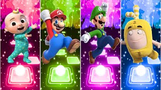 Cocomelon 🆚 Mario 🆚 Luigi 🆚 Oddbods Bubbles . Tiles Hop Duel ⚔️ 🎶 Who Is Best ?