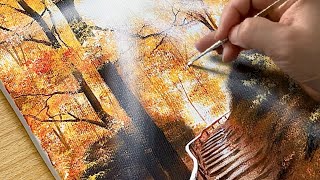 How to Draw Autumn Forest / Acrylic Painting TUTORIAL