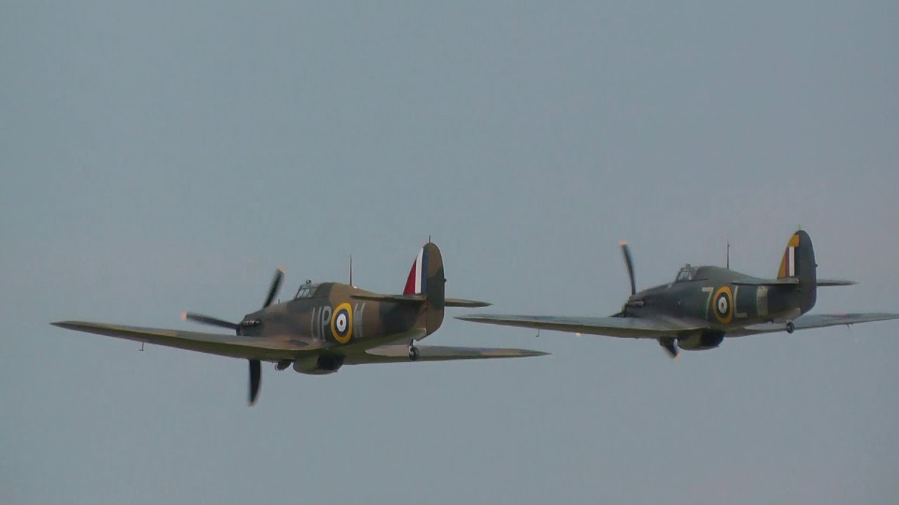 Seafire SX336 & two Hurricanes - Air Display - Shuttleworth Collection