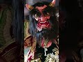 北広島町からお越しの曙神楽団様。上演前のパフォーマンス。白鬼、良く見れば白狐。（笑）白狐元気がいいね。広場で跳ねる。隣の鬼、至近距離で威嚇されると流石怖いよね。 #shorts