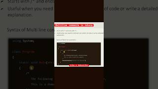multiple line comment in c# | multiline comments in c# code | multiline comment | Comments in C#