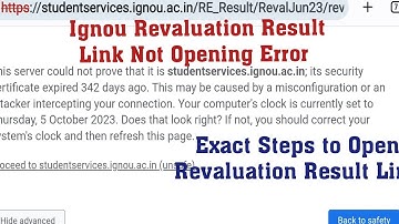 Ignou Revaluation Result Not Opening Error || Exact Solution to The Problem