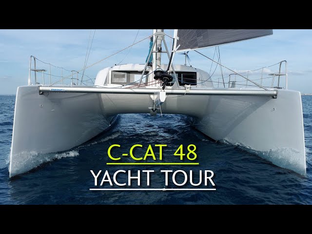 A fast semi custom Italian cruising catamaran with daggerboards from Comar Yachts near Rome