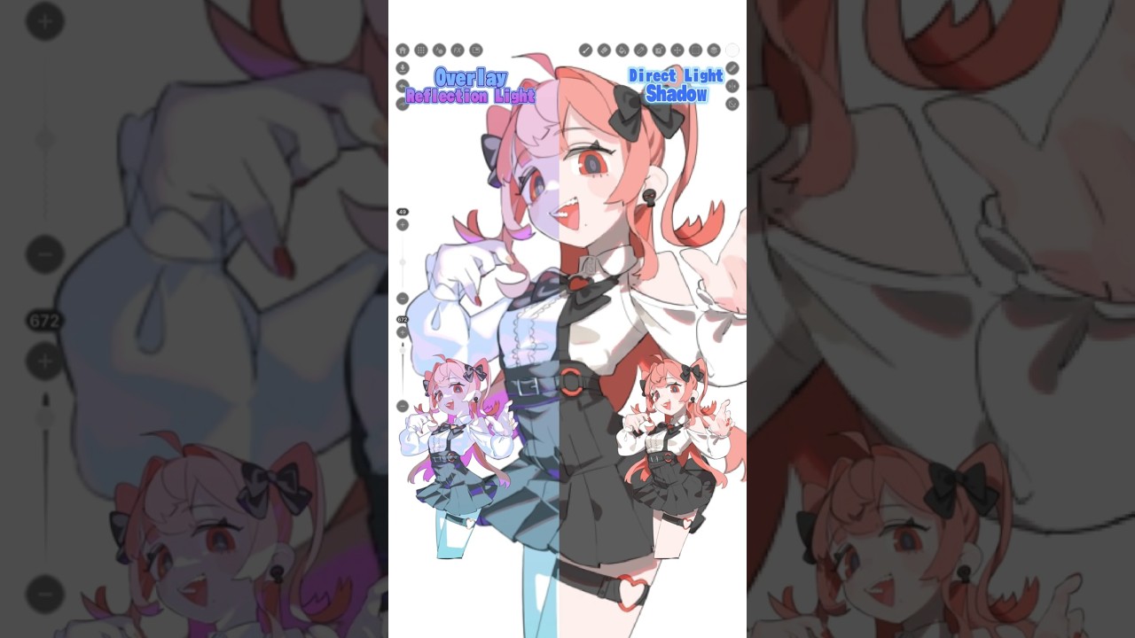Which coloring style do you prefer?🎨Overlay Reflection Light vs. Direct Light Shadow #shorts