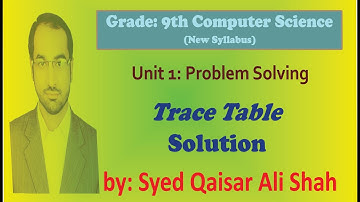 Trace Table | 9th computer | New book chapter 1