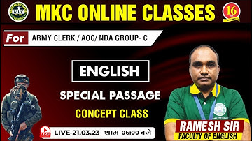 Join English Live Class | Special Passage- 02 | English For Army Clerk / AOC /DB - MKC
