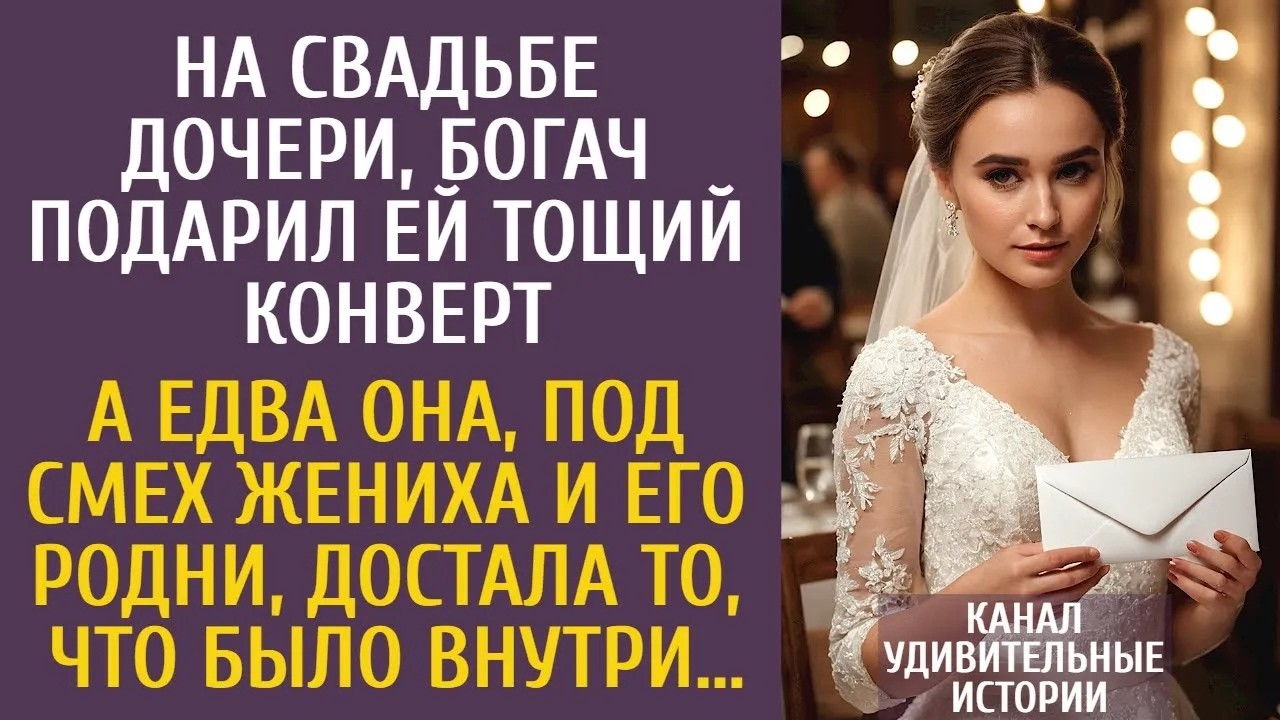 На свадьбе дочери, богач подарил ей тощий конверт… А едва она, под смех родни жениха, вскрыла е
