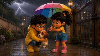 Rescuing a scared puppy in rains🌧️ Rainy Season Story for Kids | Joyberry Tales