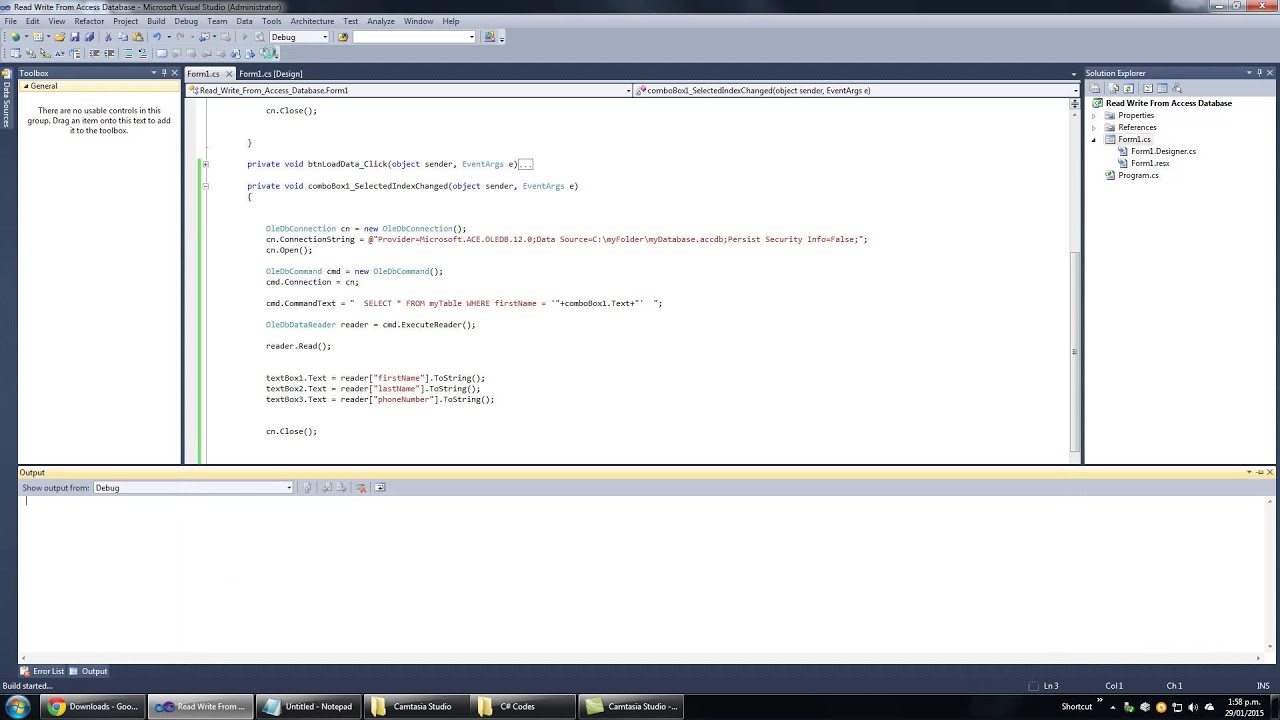 Visual C with Microsoft Access Database Tutorial Part 5 Select and Try