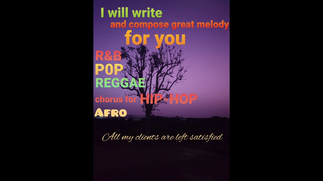 write rnb, pop, afro, reggae or hip hop songs for you